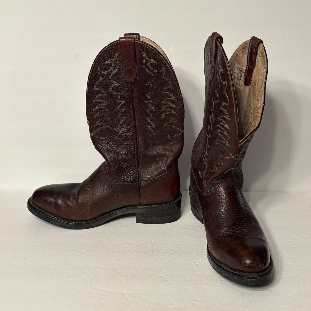 Double-H DH2251 Safety To Western Cowboy Boots 8.5 D Brown Leather